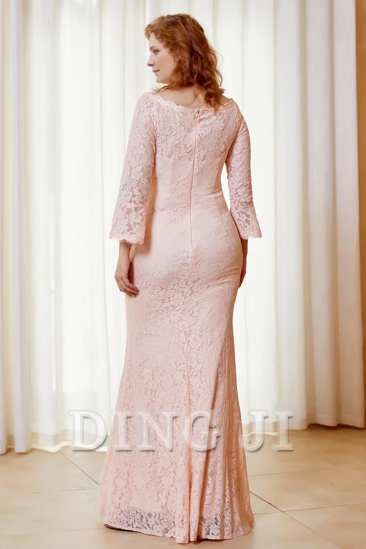 DingJiDress Mother of the Bride Dresses Scoop Neck Lace Sheath Long Mermaid Dress Exquisite Elegant Dresses Wedding Guests Dresses