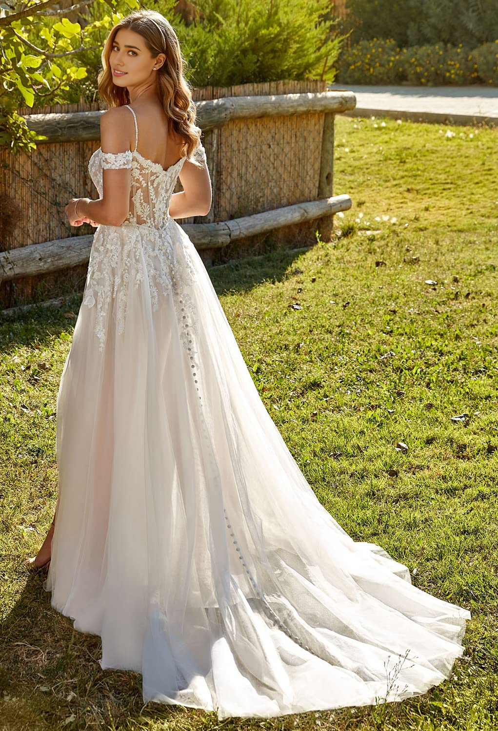 DingJiDress Wedding Dress Spaghetti Strap Lace Appliqued Beach Spaghetti Strap Wedding Bridal Gowns Formal Women's Dresses