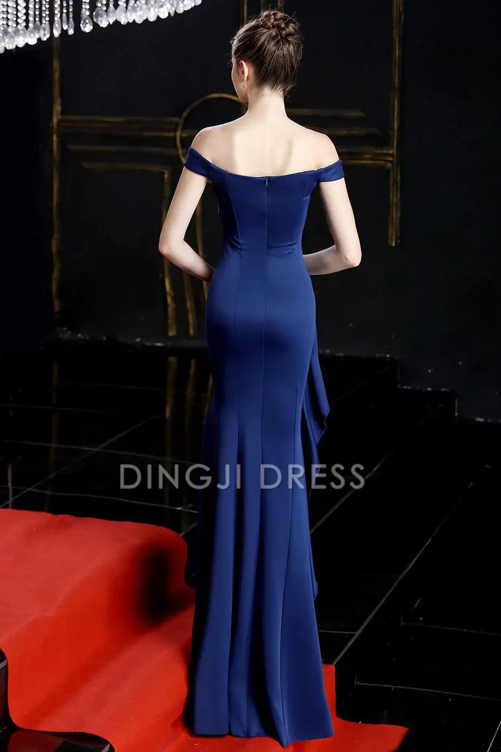 DingJiDress High Quality Dress Evening Dress Elegant Mermaid Off The Shoulder Side Fork Ruffled Long Prom Dress