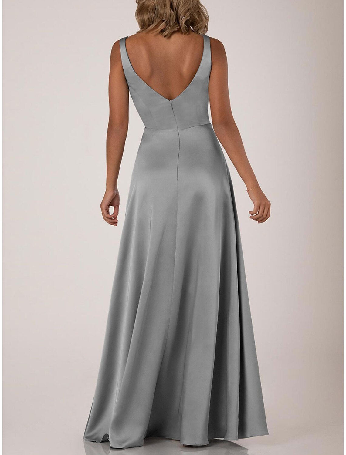 A-Line Bridesmaid Dress V Neck Sleeveless Elegant Floor Length Nylon / Jersey with Draping