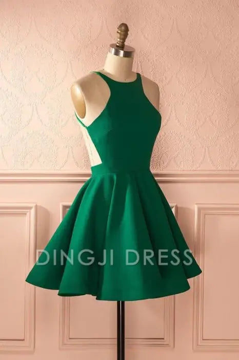 DingJiDress Short Prom Dress A-Line Open Back Ruched Sleeveless Elegant Simple Best Selling Homecoming Dress