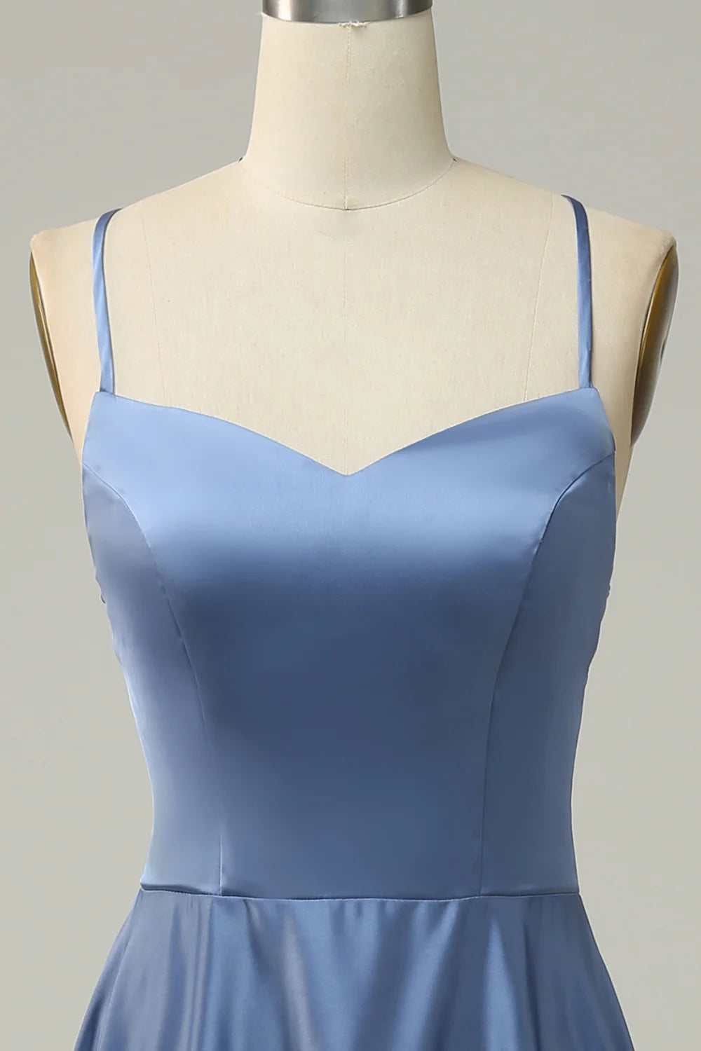 DingJiDress Grey Blue Halter A Line Long Bridesmaid Dress