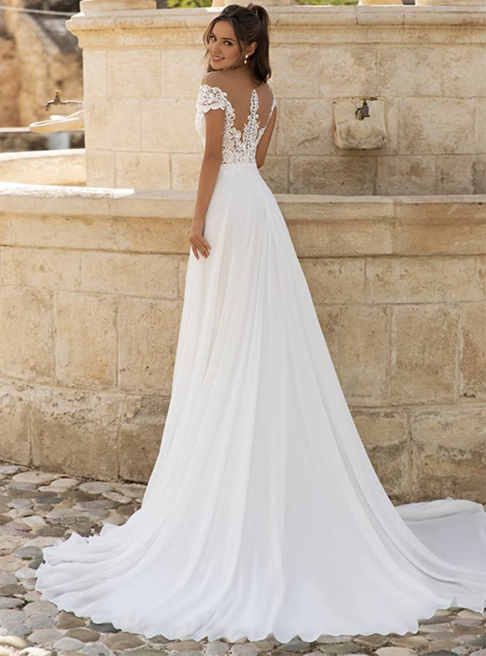 DingJiDress Wedding Dress A-Line Lace strapless Mermaid Side fork Beach Bohe Wedding Bridal Gowns Formal Women's Dresses