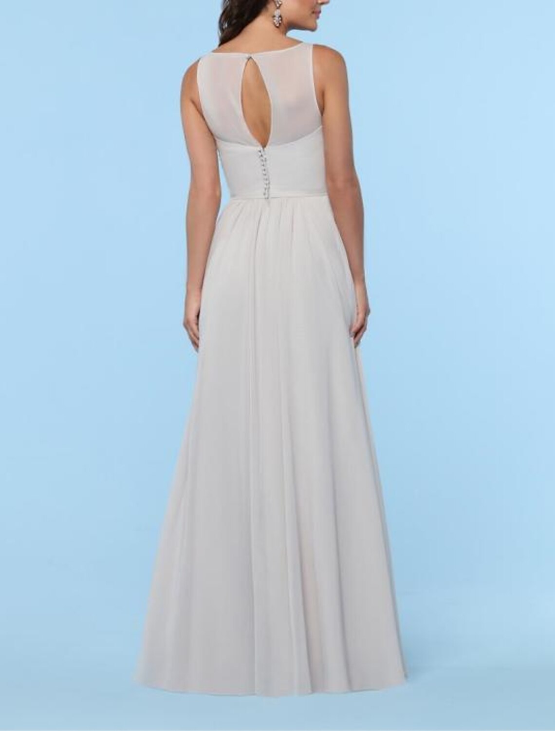 A-Line Bridesmaid Dress Straps / Illusion Neck / Plunging Neck Sleeveless Elegant Floor Length Chiffon / Shantung / Imitated Silk with Buttons / Ruffles / Draping