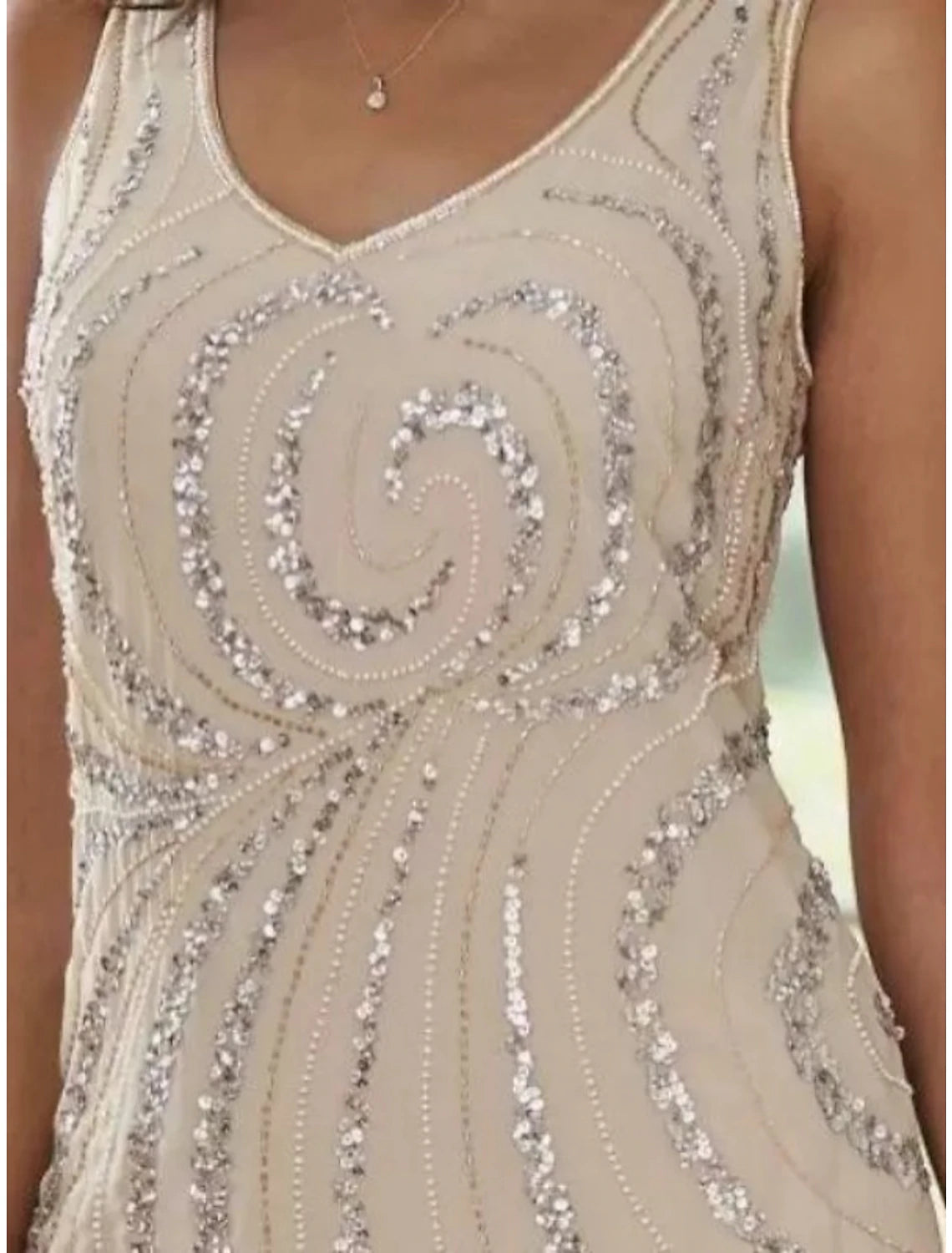 Two Piece Sheath / Column Mother of the Bride Dress Fall Wedding Guest Sparkle & Shine Elegant V Neck Ankle Length Chiffon Sequined Long Sleeve with Sequin