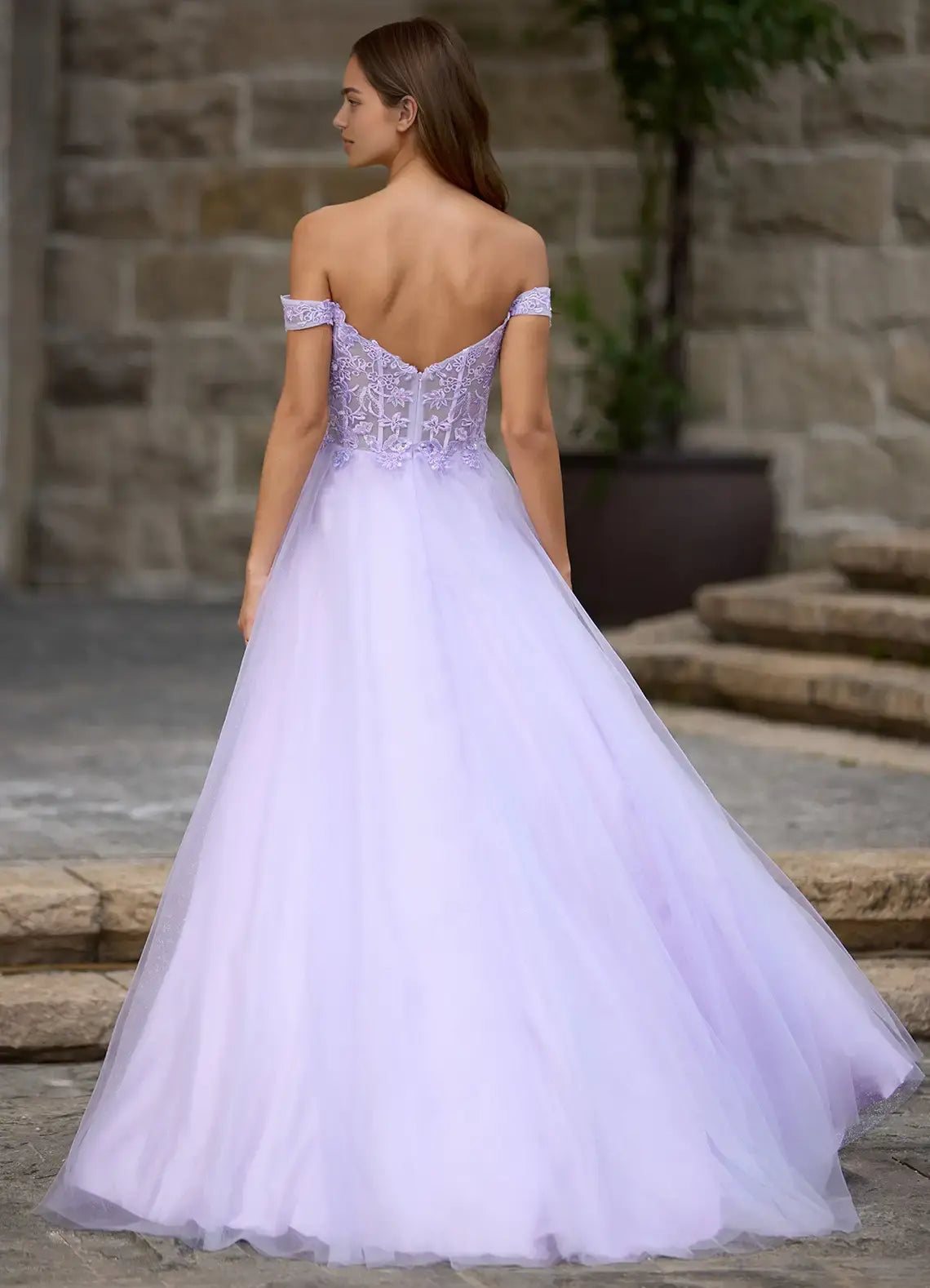 Purple Gossamer A Line Off-the-Shoulder Sweetheart Neckline Lace Applique Backless Side Fork Affordable Formal Dress Elegant Prom Dress