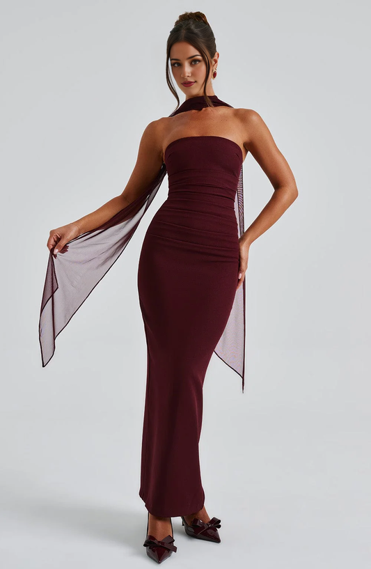 DingJiDress Bridesmaid Dresses Strapless Pleated Split to the Back Cultivate oneself Elegant Dresses Wedding Guests Dresses