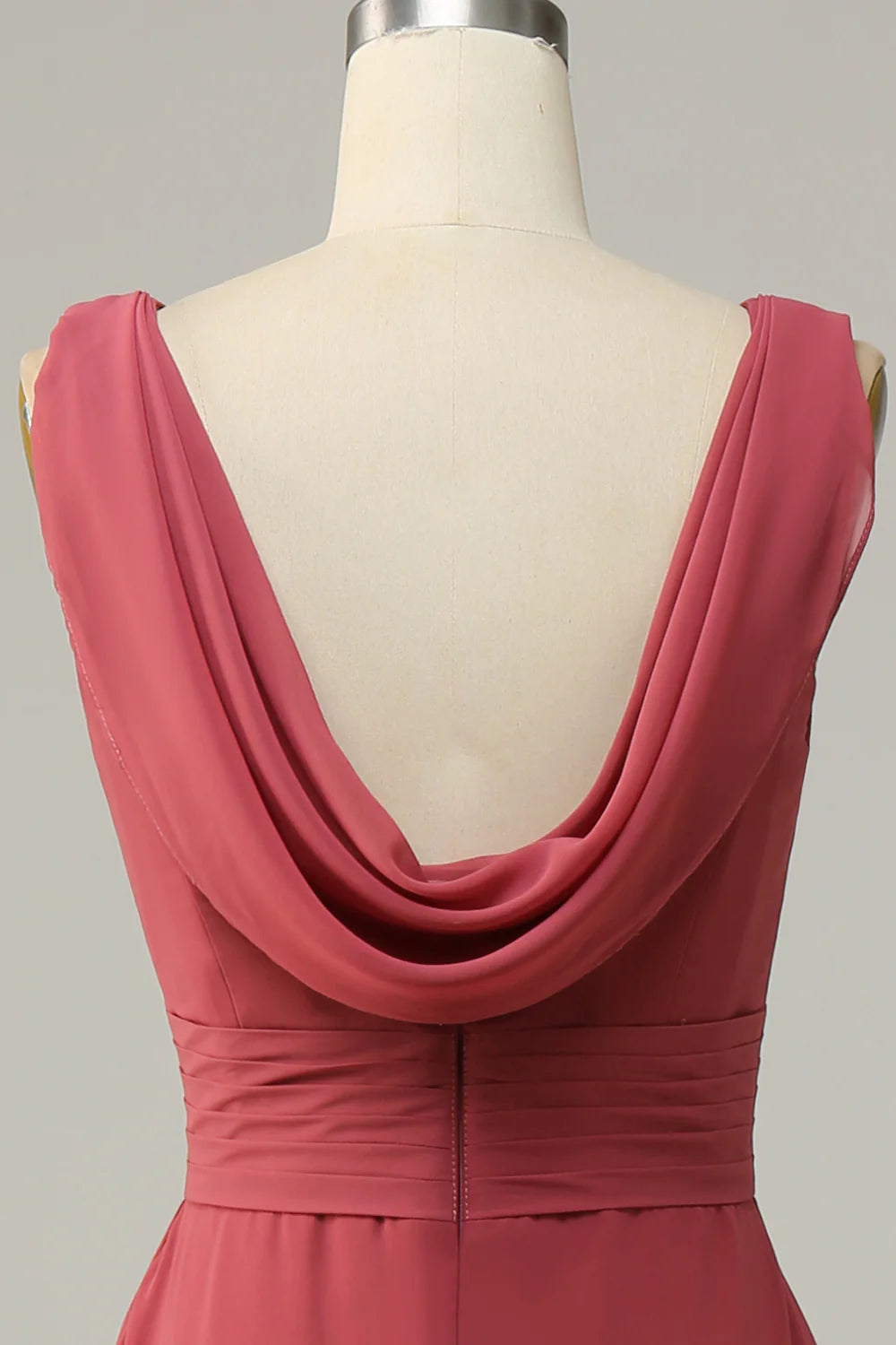 DingJiDress V Neck Desert Rose Sleeveless Chiffon Long Bridesmaid Dress