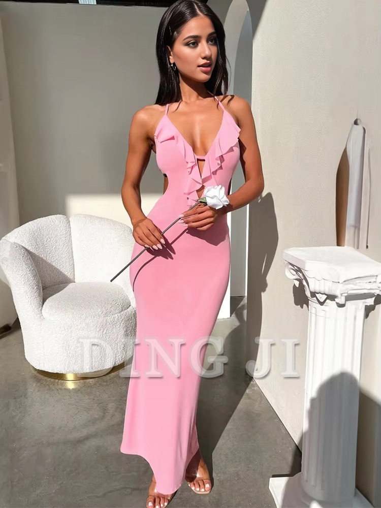 DingJiDress Evening Dress High Split Slim Sleeveless Sexy Dress Elegant Party Long Dresses Backless Bodycon Charming Formal Wear Dresses