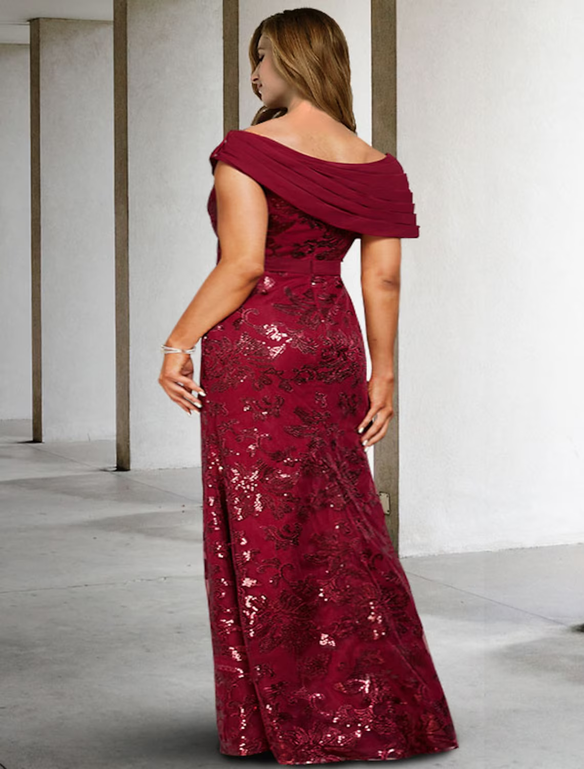 A-Line Plus Size Curve Mother of the Bride Dresses Elegant Dress Formal Floor Length Sleeveless V Neck Lace with Sequin Appliques