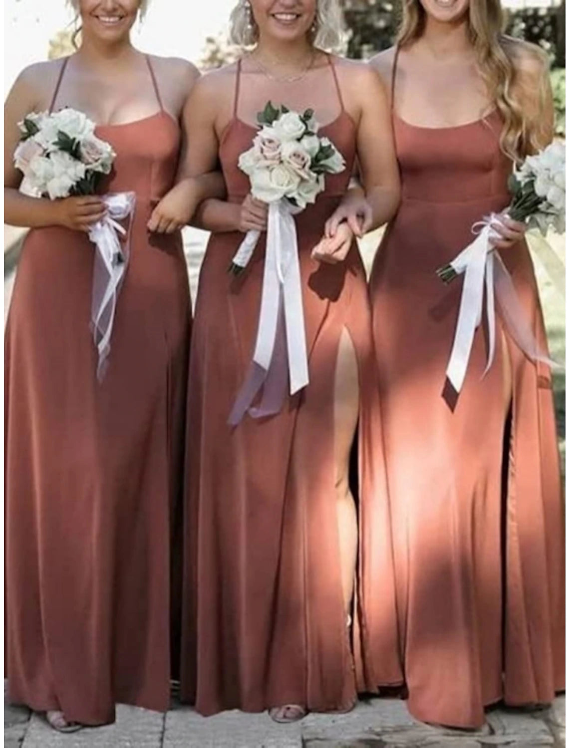 Sheath / Column Bridesmaid Dress Spaghetti Strap Sleeveless Open Back Floor Length Chiffon with Criss Cross / Pleats