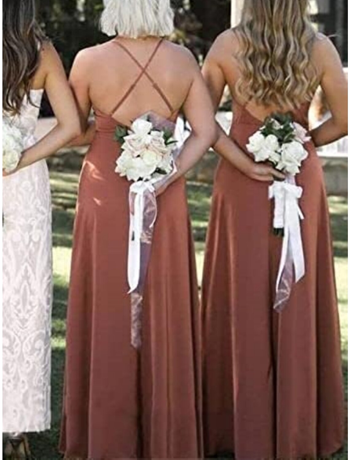 Sheath / Column Bridesmaid Dress Spaghetti Strap Sleeveless Open Back Floor Length Chiffon with Criss Cross / Pleats