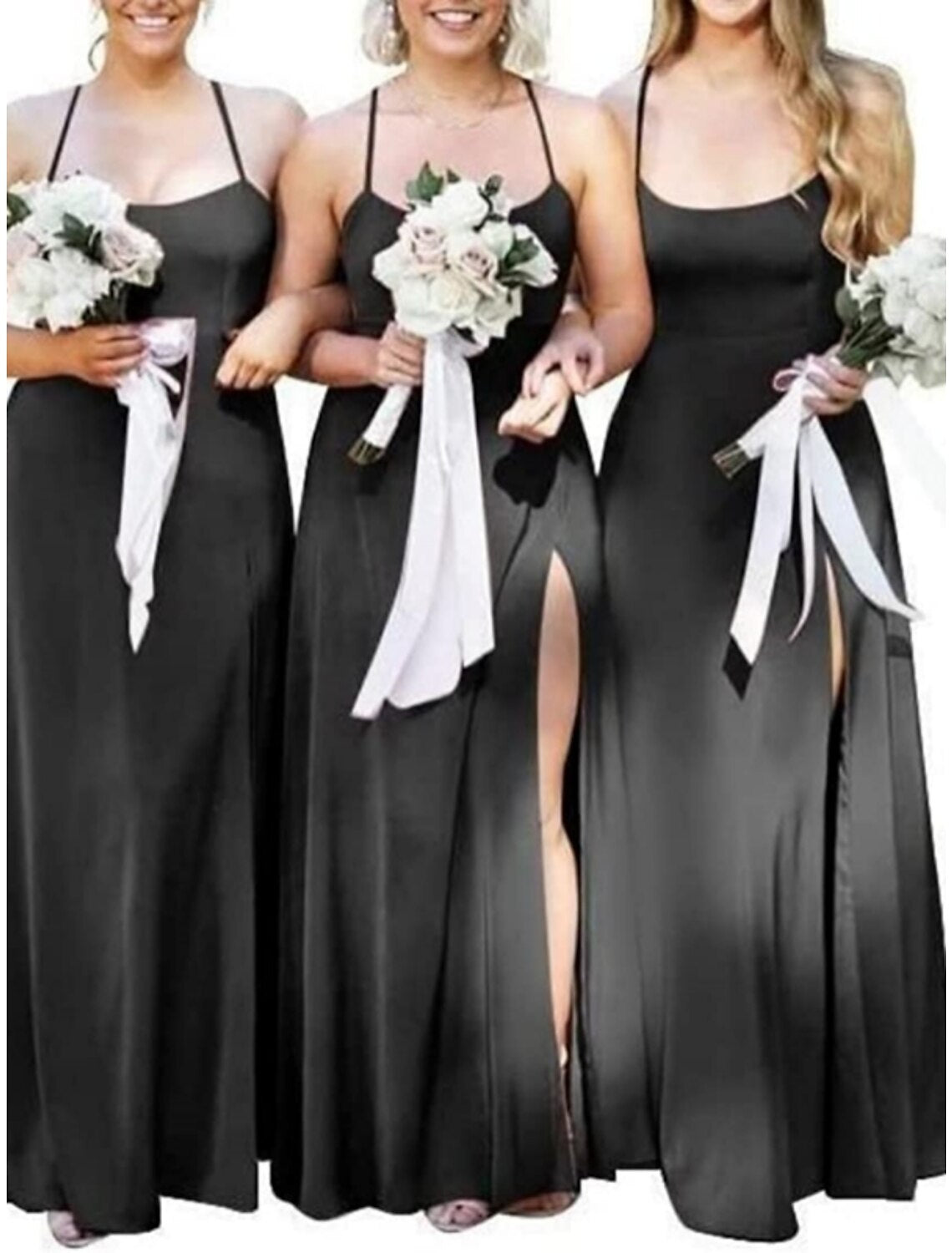 Sheath / Column Bridesmaid Dress Spaghetti Strap Sleeveless Open Back Floor Length Chiffon with Criss Cross / Pleats