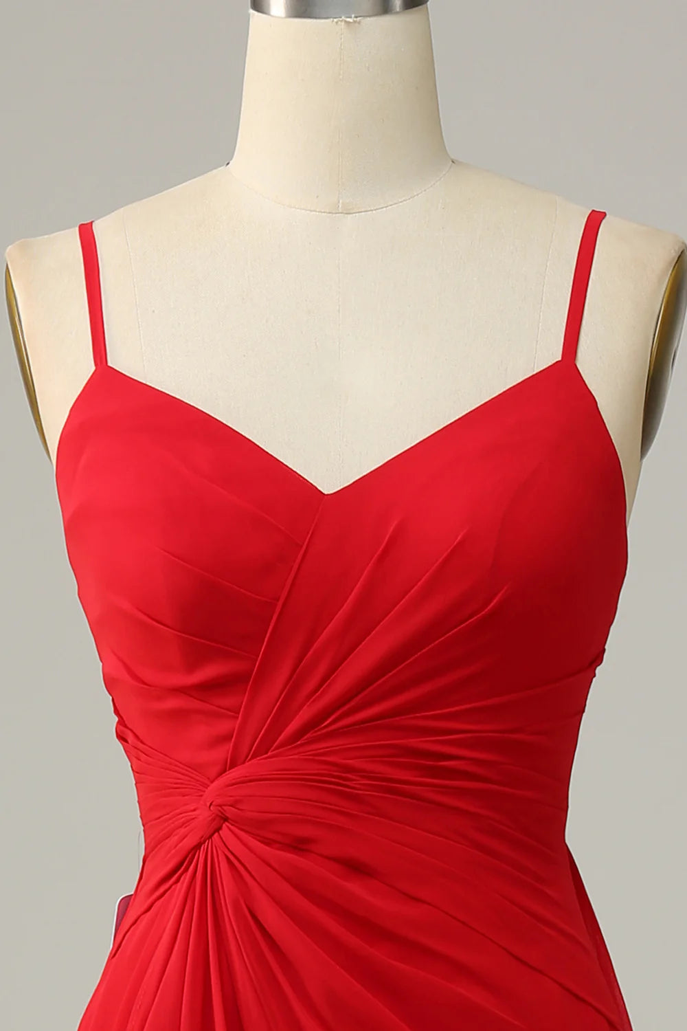 DingJiDress Red Spaghetti Straps A Line Bridesmaid Dress