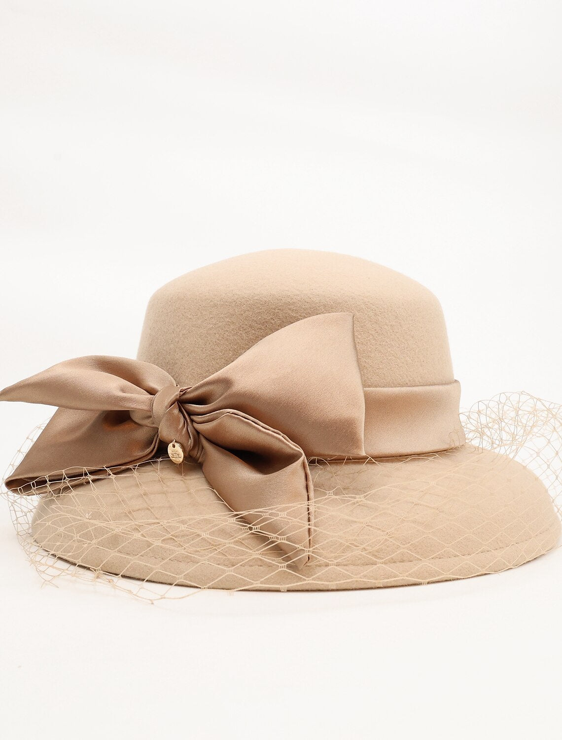 DingJiDress Autumn and Winter New British Versatile Wool Women's Banquet Mesh Winter Hat