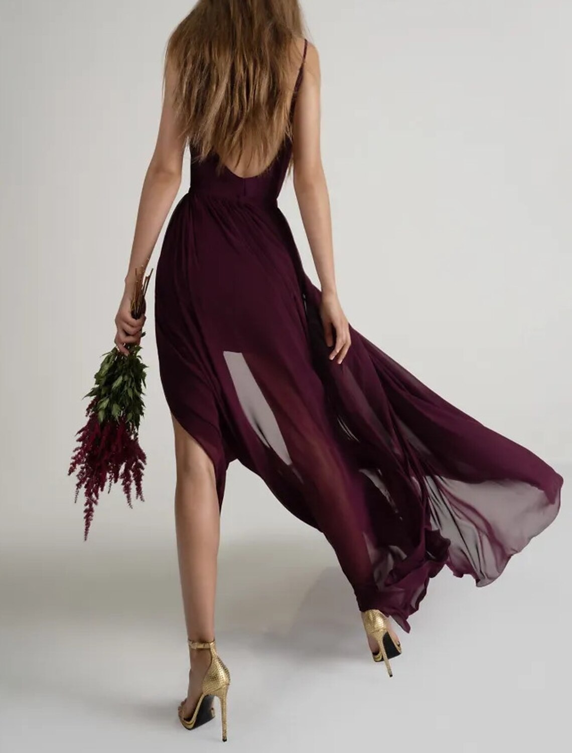Sheath / Column Bridesmaid Dress Halter Sleeveless Purple Short / Mini Chiffon