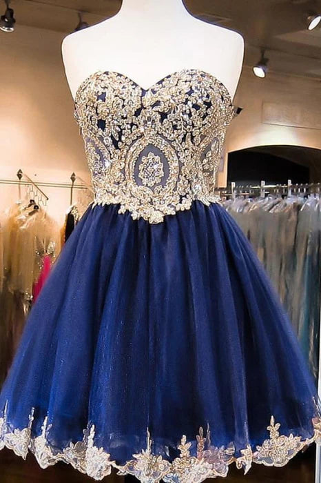 DingJiDress Short Prom Dress A-Line Sweetheart Strapless Tulle With Beading Gorgeous Best Selling Homecoming Dress