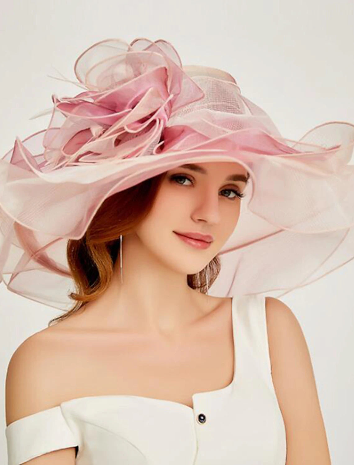 DingJiDress Fascinators Hats Headwear Straw Hat Sun Hat Casual Holiday Melbourne Cup Cocktail Royal Astcot Vintage Style Elegant With Feather Appliques Headpiece Headwear