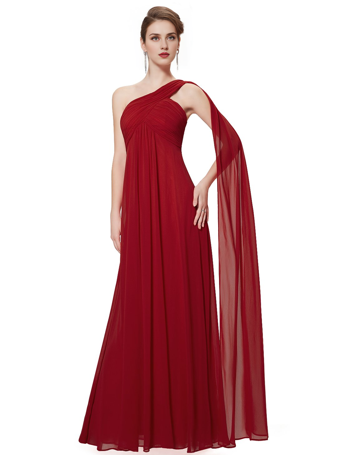 DingJiDress Bridesmaid Dresses One Shoulder Empire Waist Chiffon Pleated Elegant Long Formal Wear Dresses