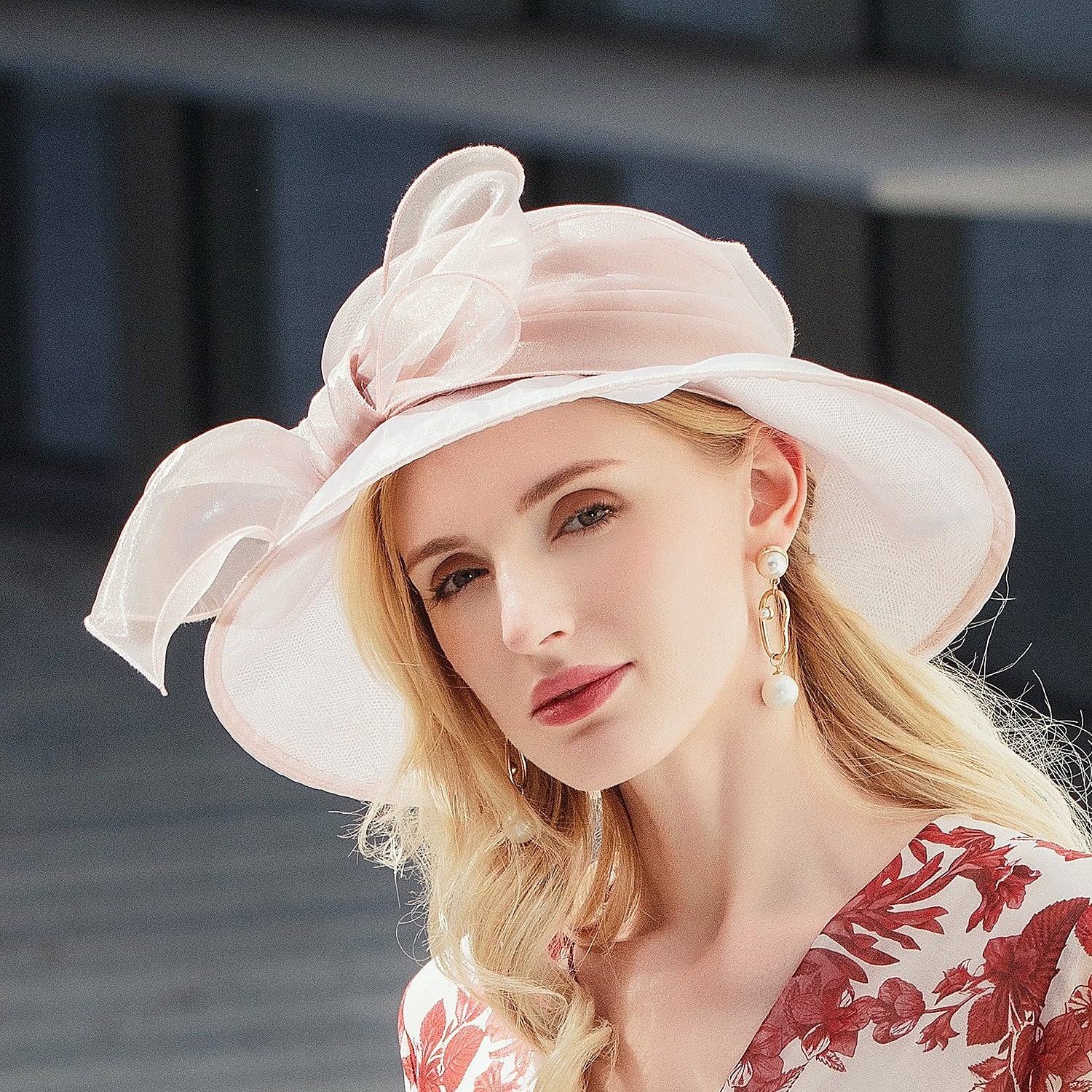 DingJiDress Hats Hat Sun Hat Holiday Melbourne Cup Wedding With Bowknot Headpiece Headwear Size: M