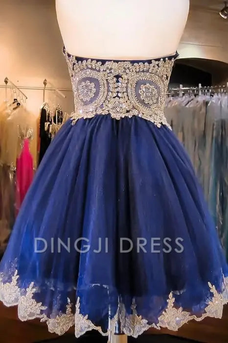 DingJiDress Short Prom Dress A-Line Sweetheart Strapless Tulle With Beading Gorgeous Best Selling Homecoming Dress
