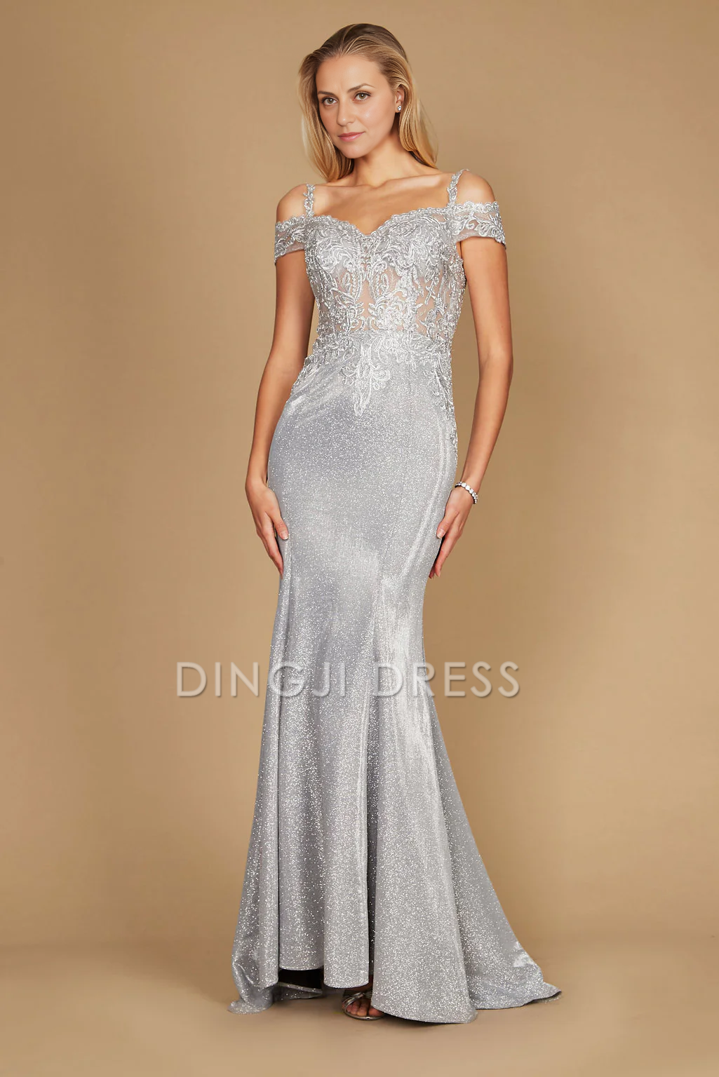 DingJiDress Evening Dress Exquisite Mermaid Off Shoulder Lace Applique Fashion Mother Of The Bride Dress