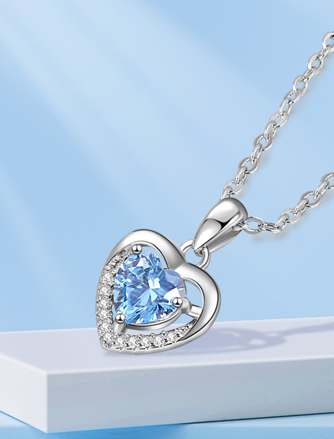 DingJiDress Pendant Rhinestones S925 Sterling Silver Women's Vintage Fashion Artistic Geometrical Heart Heart Shape Necklace For Street Daily