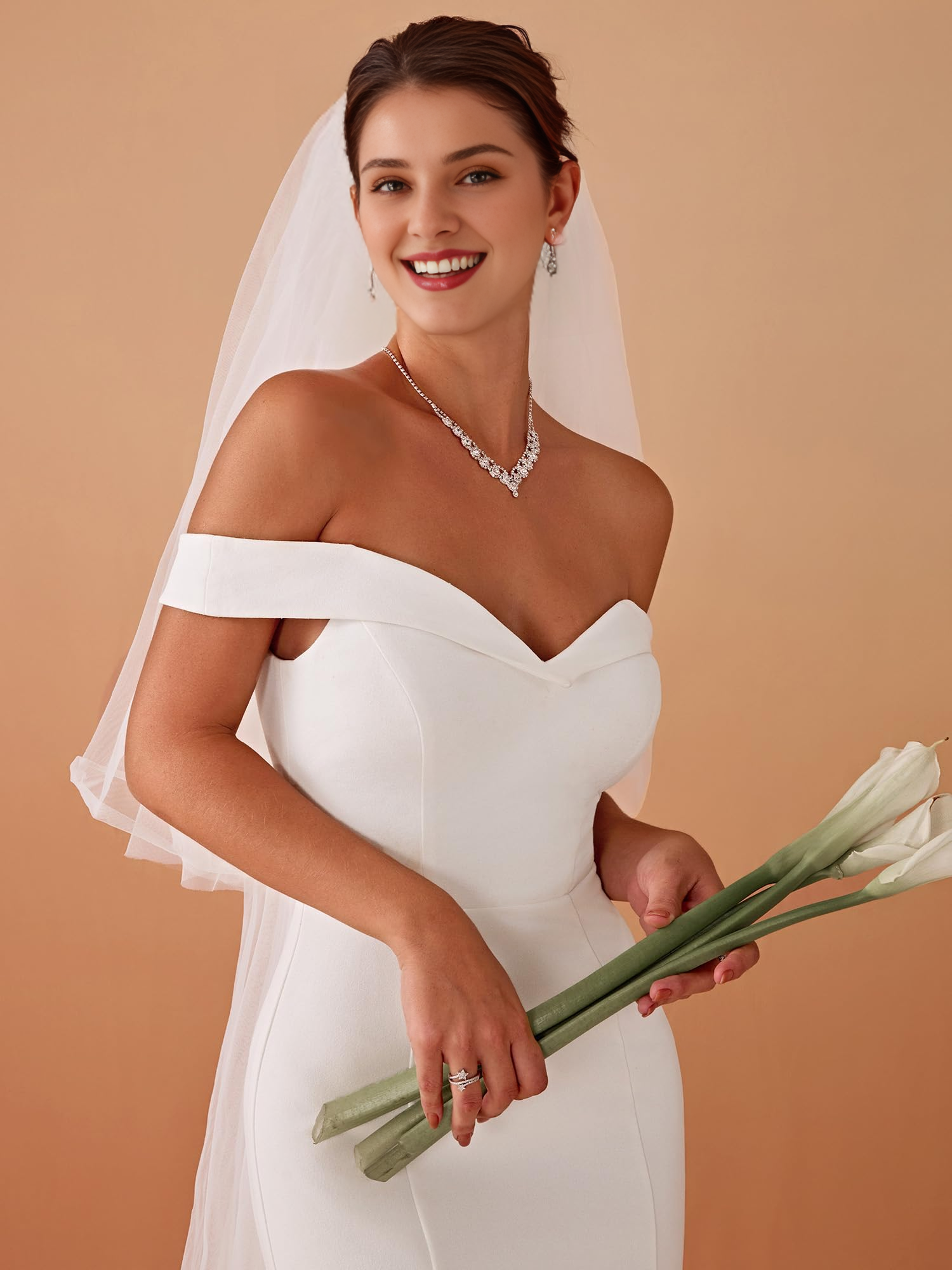 DingJiDress Wedding Dress Off-Shoulder Mermaid Sweep Train Long Wedding Dresses for Bride Formal Women's Dresses