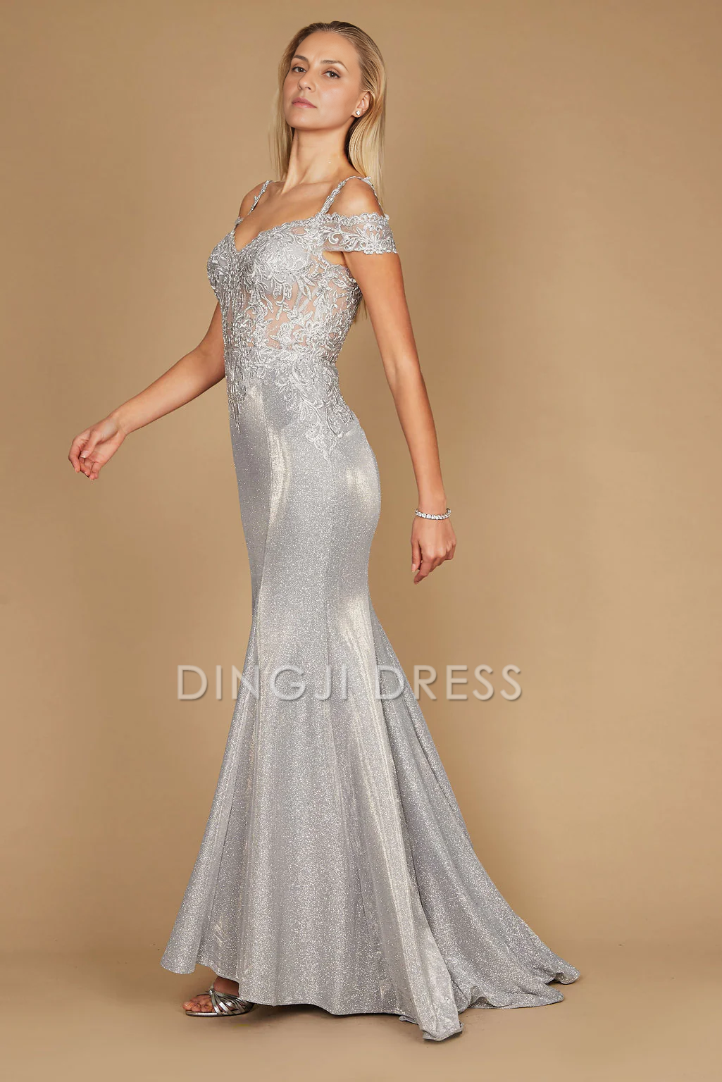 DingJiDress Evening Dress Exquisite Mermaid Off Shoulder Lace Applique Fashion Mother Of The Bride Dress