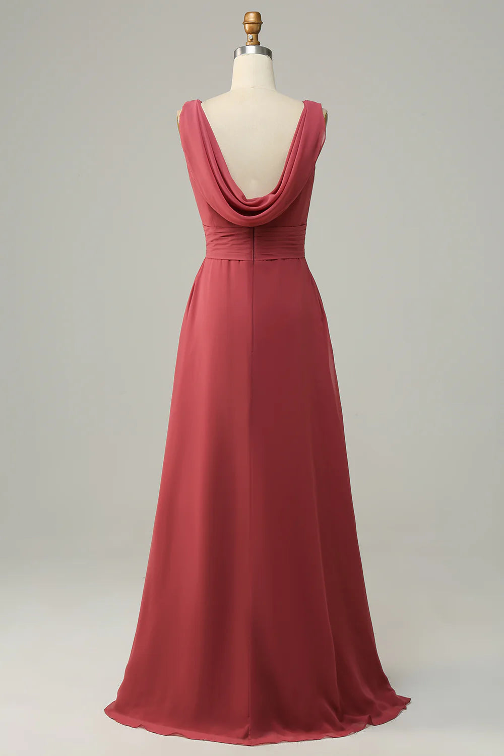 DingJiDress V Neck Desert Rose Sleeveless Chiffon Long Bridesmaid Dress