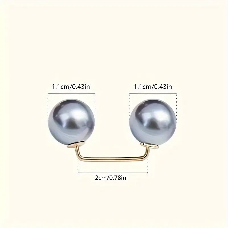 DingJi 3pcs Pearl Brooch Pins - Adjustable, Anti-Slip, Safety Pin for Waist Cinching, Collar Adjusting, Scarf Securing, Fashion Accessories with Champagne, Grey, White Imitation Pearls Button - Perfect for Dress, Shirt, and Outfit Decoration