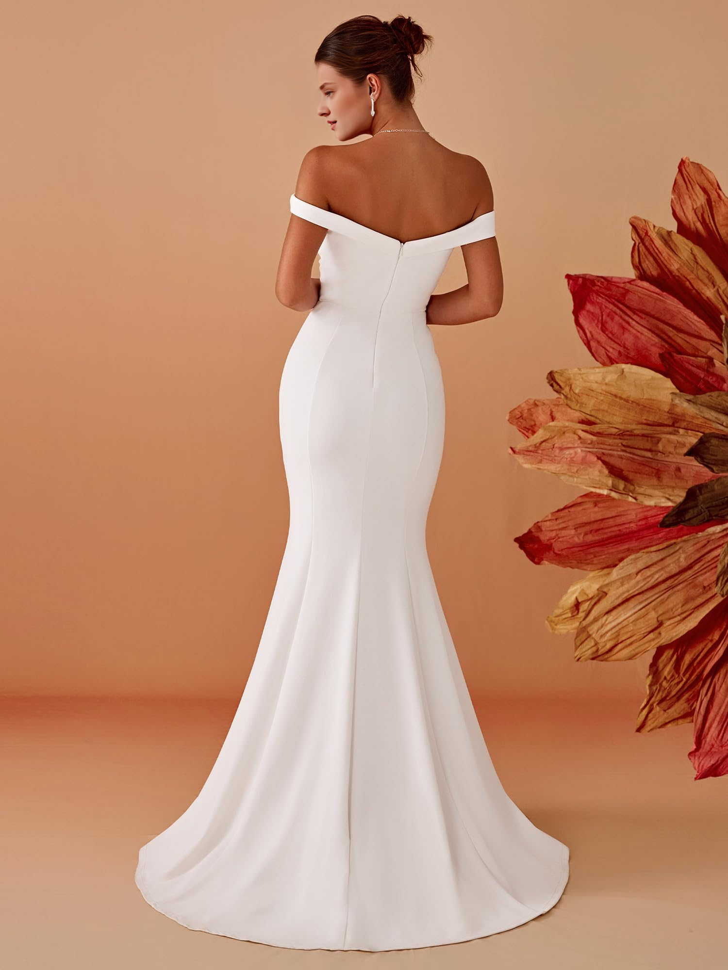 DingJiDress Wedding Dress Off-Shoulder Mermaid Sweep Train Long Wedding Dresses for Bride Formal Women's Dresses