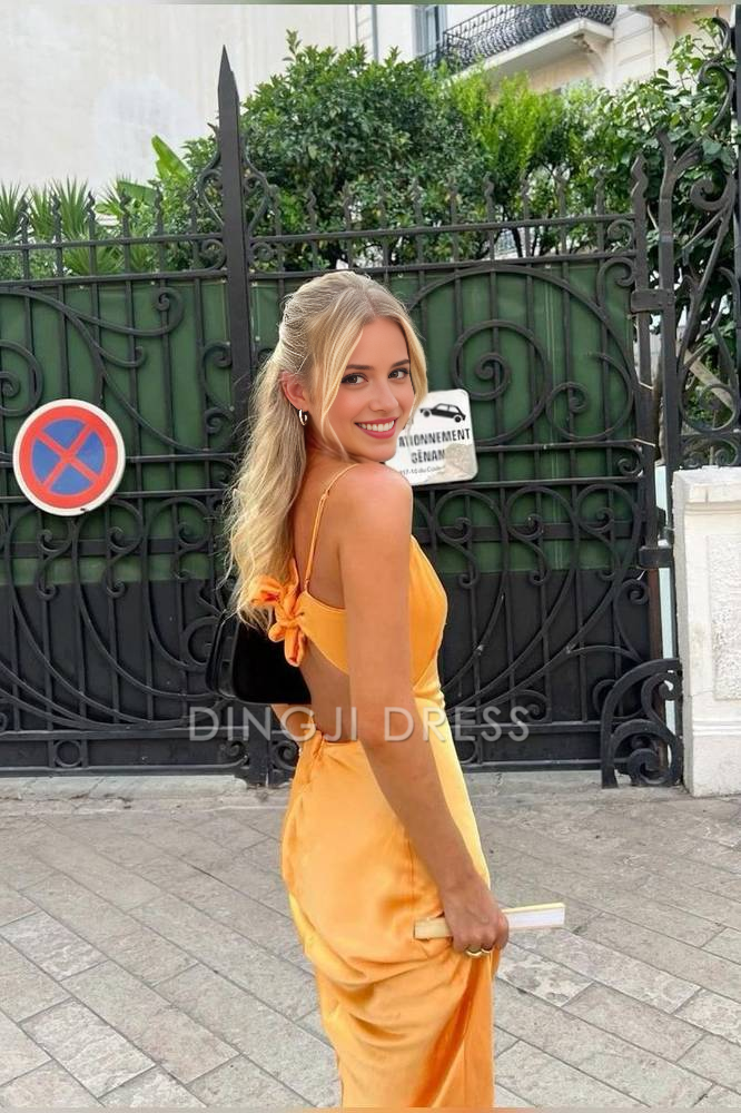 DingJiDress Formal Dress Elegant Sheath V-Neck Spaghetti Strap Sleeveless Backless Empire Long Fashion Prom Dress