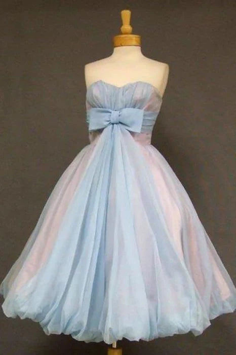 DingJiDress Short Prom Dress Elegant A-Line Strapless Sweetheart Cute With Bowknot Tea-Length Best Selling Homecoming Dress