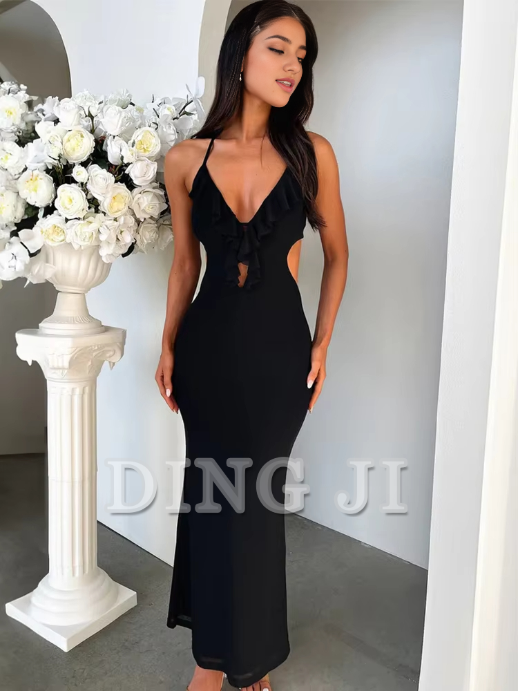 DingJiDress Evening Dress High Split Slim Sleeveless Sexy Dress Elegant Party Long Dresses Backless Bodycon Charming Formal Wear Dresses