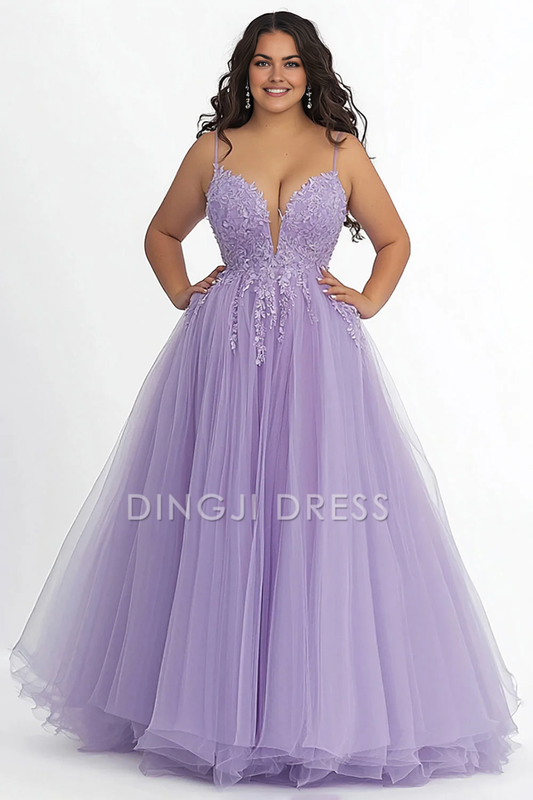 DingJiDress High Quality Dress A Line Spaghetti Straps Long With Appliques Gorgeous Prom Dress