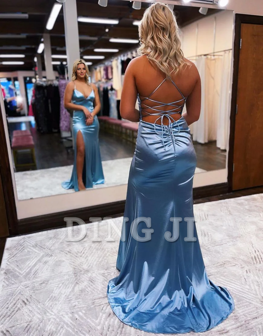 DingJiDress Evening Dress Deep V Neck Mermaid Spaghetti Straps Backless Side Fork Sexy Charming Formal Women's Dresses Wedding Guest Dresses