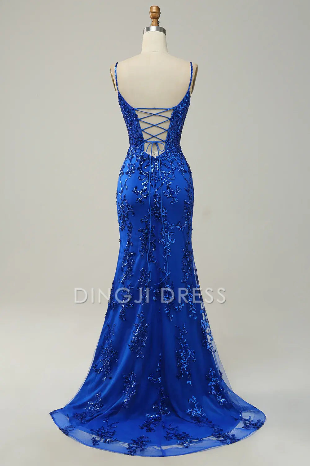 DingJiDress High Quality Dress Evening Dress Exquisite Sheath Spaghetti Straps Side Fork Appliques Sparkle Long Prom Dress