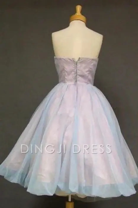 DingJiDress Short Prom Dress Elegant A-Line Strapless Sweetheart Cute With Bowknot Tea-Length Best Selling Homecoming Dress