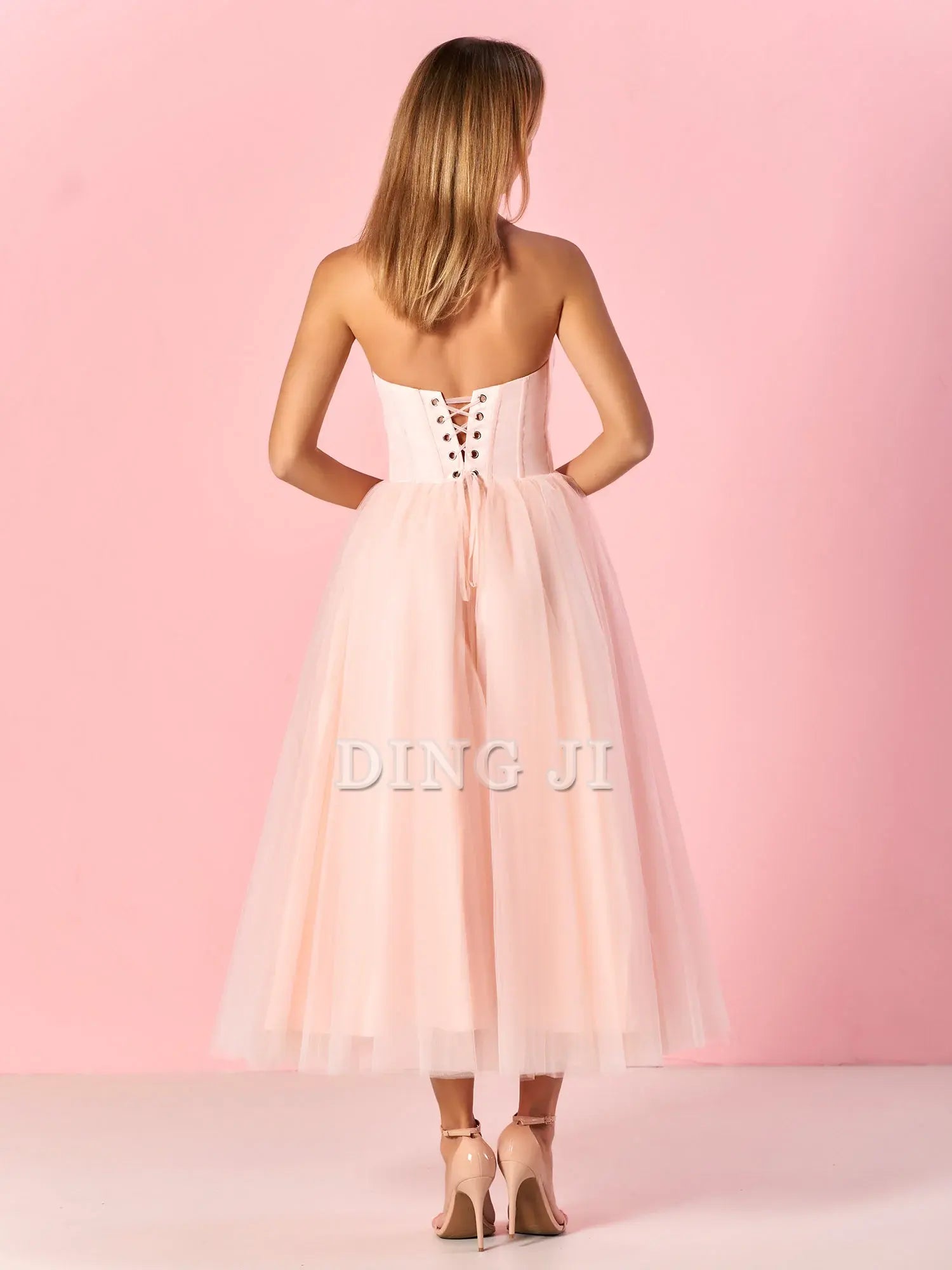 DingJiDress Evening Dress Sweetheart Strapless Puffy Midi Tulle Dress Romantic Atmosphere Formal Women's Dresses Wedding Guest Dresses