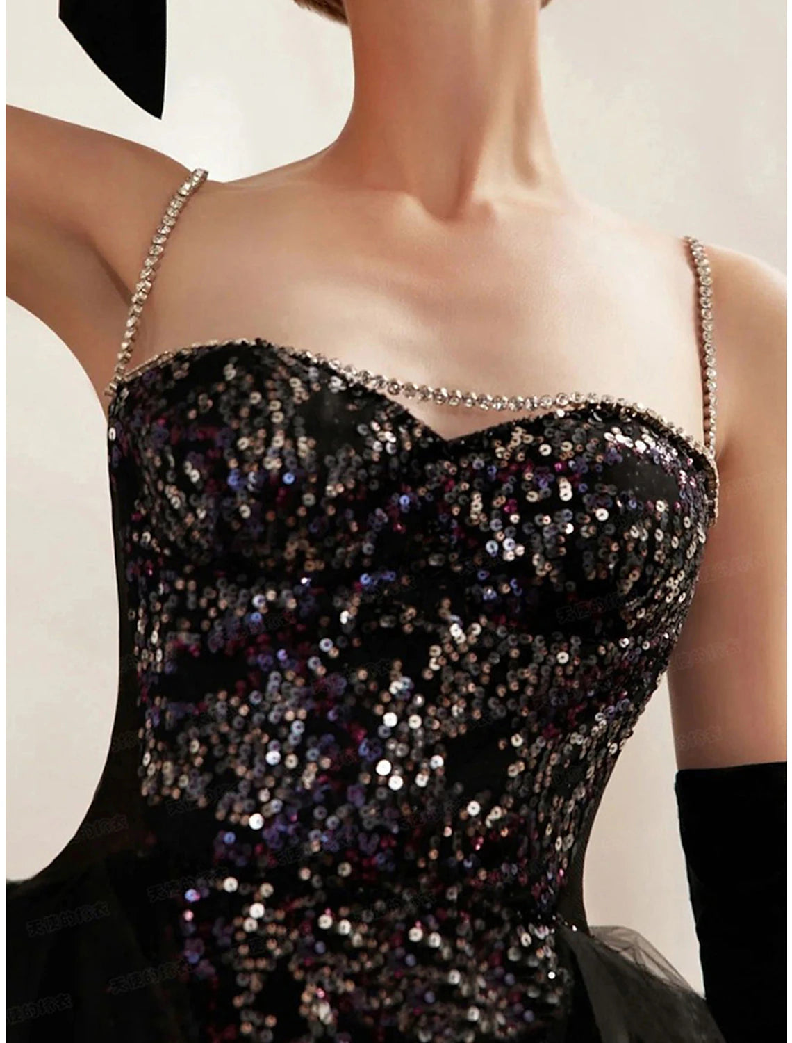 A-Line Evening Gown Black Dress Sparkle & Shine Dress Prom photoshoot Floor Length Sleeveless Strapless Sequined with SequinA-Line Evening Gown Black Dress Sparkle & Shine Dress Prom photoshoot Floor Length Sleeveless Strapless Sequined with Sequin