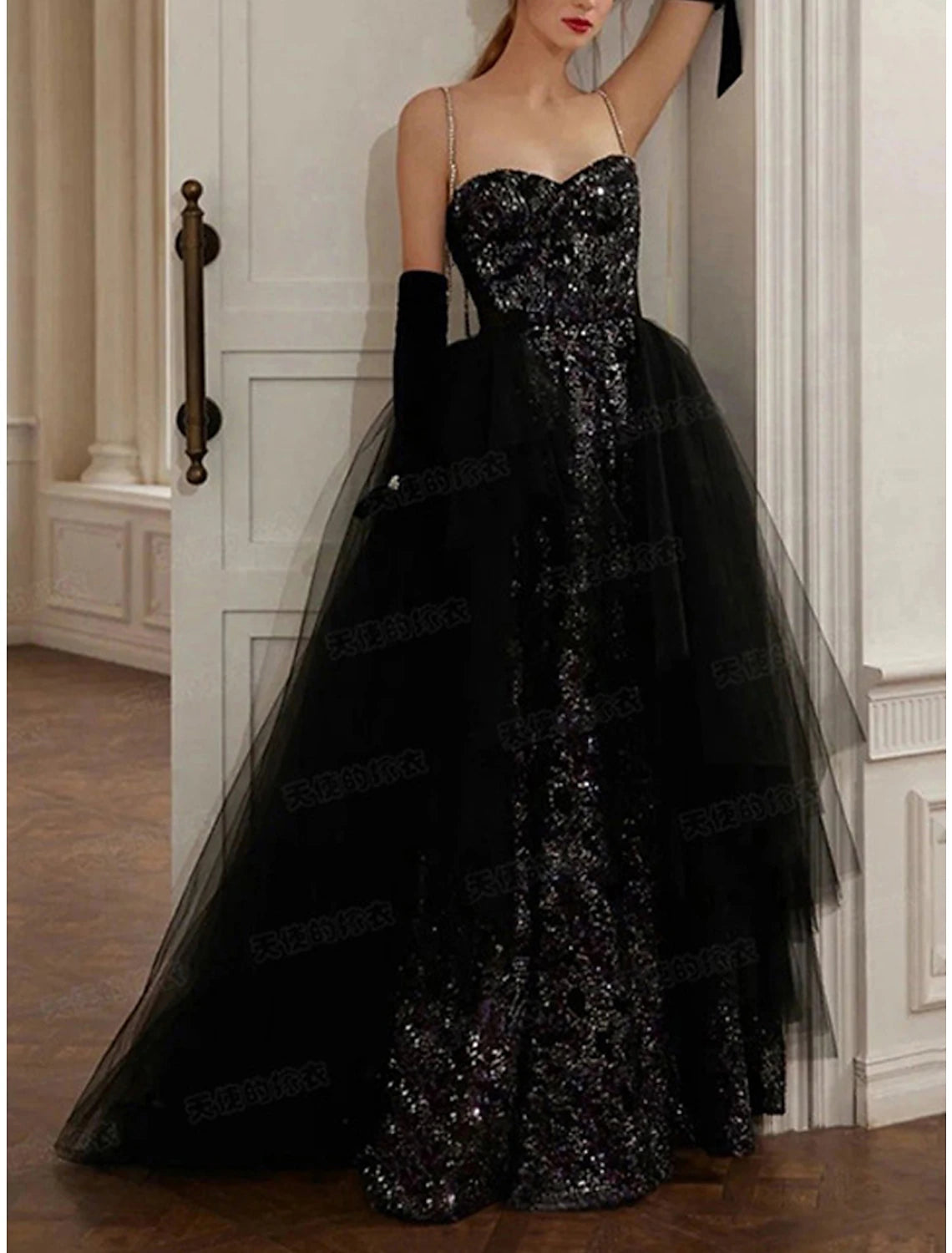 A-Line Evening Gown Black Dress Sparkle & Shine Dress Prom photoshoot Floor Length Sleeveless Strapless Sequined with SequinA-Line Evening Gown Black Dress Sparkle & Shine Dress Prom photoshoot Floor Length Sleeveless Strapless Sequined with Sequin