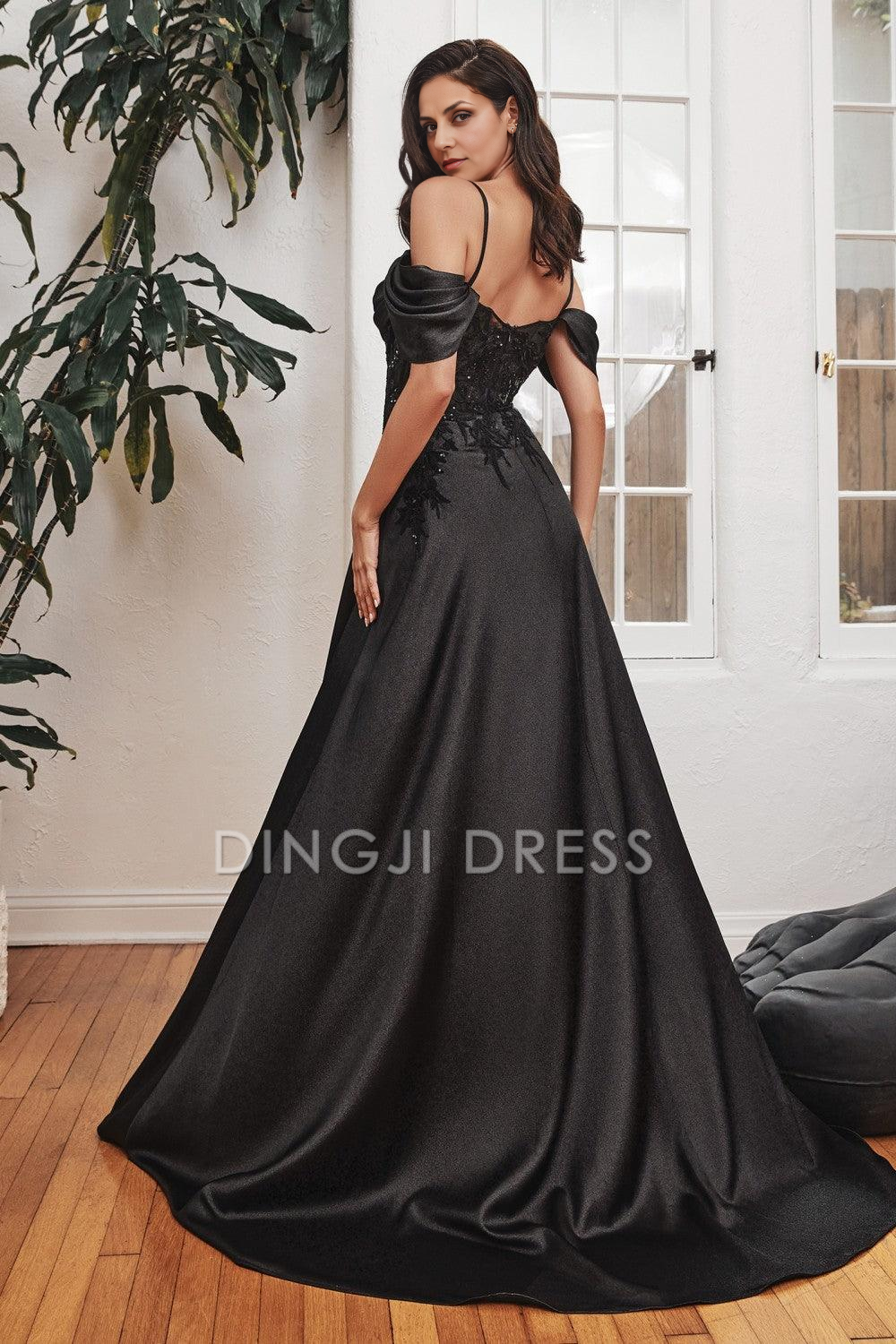 DingJiDress Evening Dress Off Shoulder Spaghetti Strap Sweetheart Lace Applique Side Fork Fashion Mother Of The Bride Dress