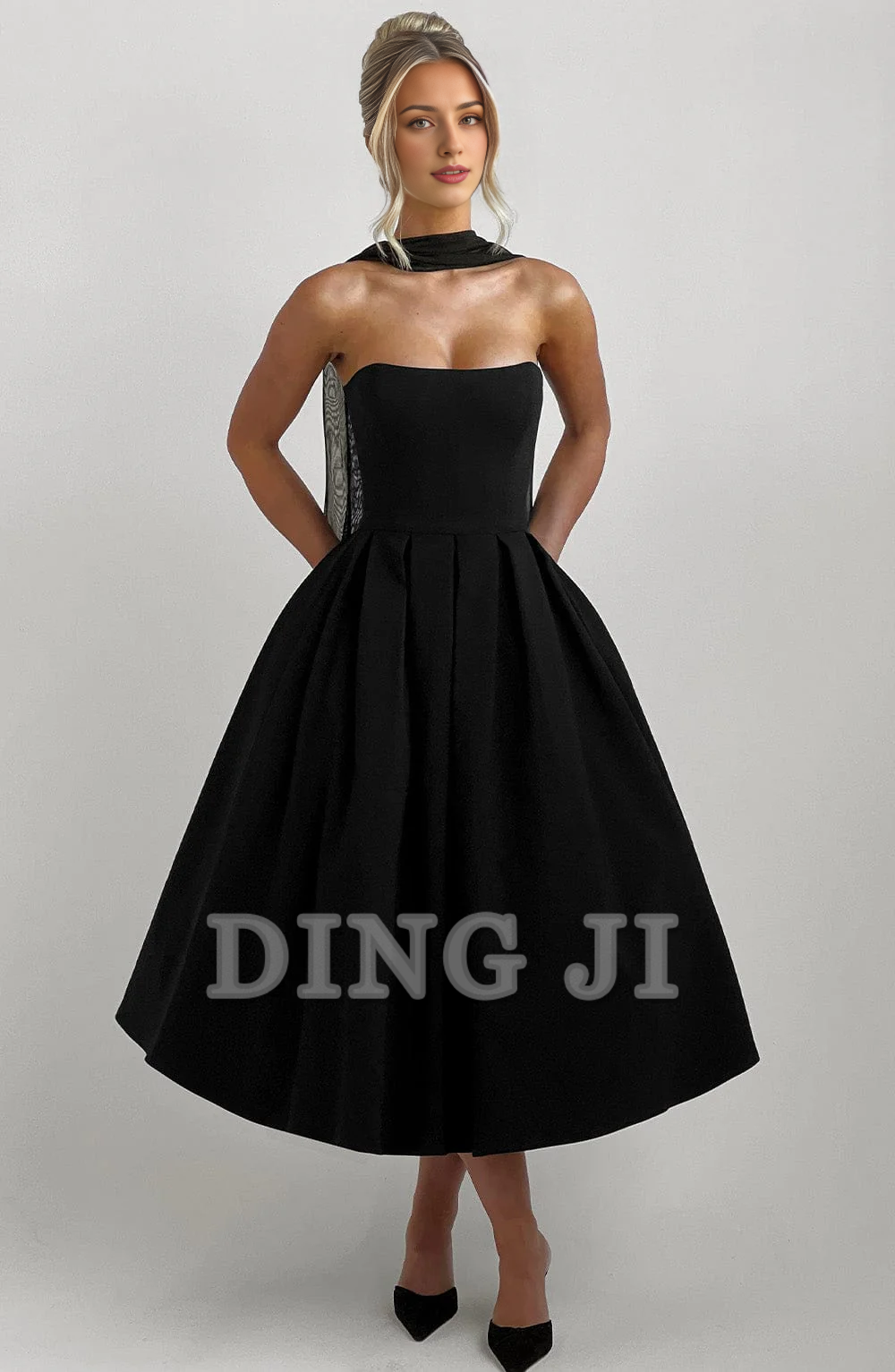 DingJiDress Bridesmaid Dresses A Line Strapless Backless Elegant Exquisite Dresses Wedding Guests Dresses