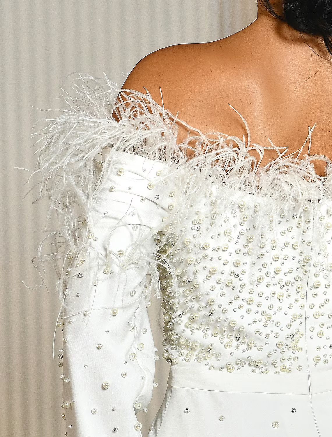 Engagement Formal Wedding Dresses Floor Length Long Sleeve Off Shoulder Stretch Fabric With Bow(s)