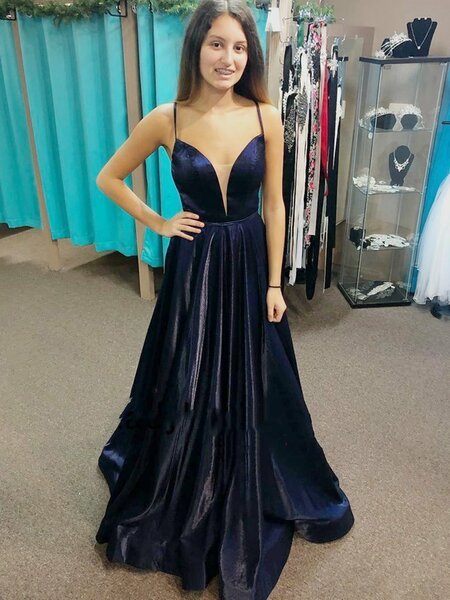 DingJiDress A Line Prom Dresses Back Crossed Straps Prom Gown