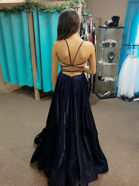 DingJiDress A Line Prom Dresses Back Crossed Straps Prom Gown
