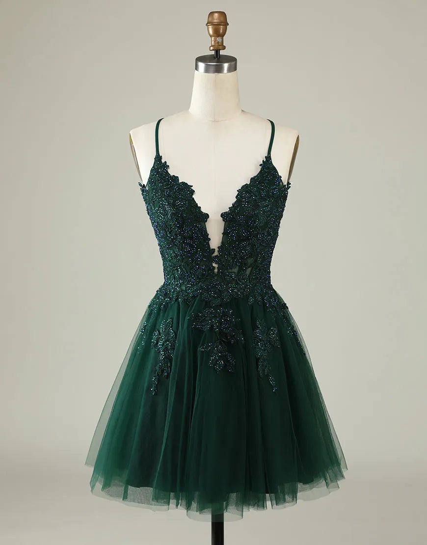 DingJiDress Cute Spaghetti Straps Corset Back Blush Tulle Dress With Appliques