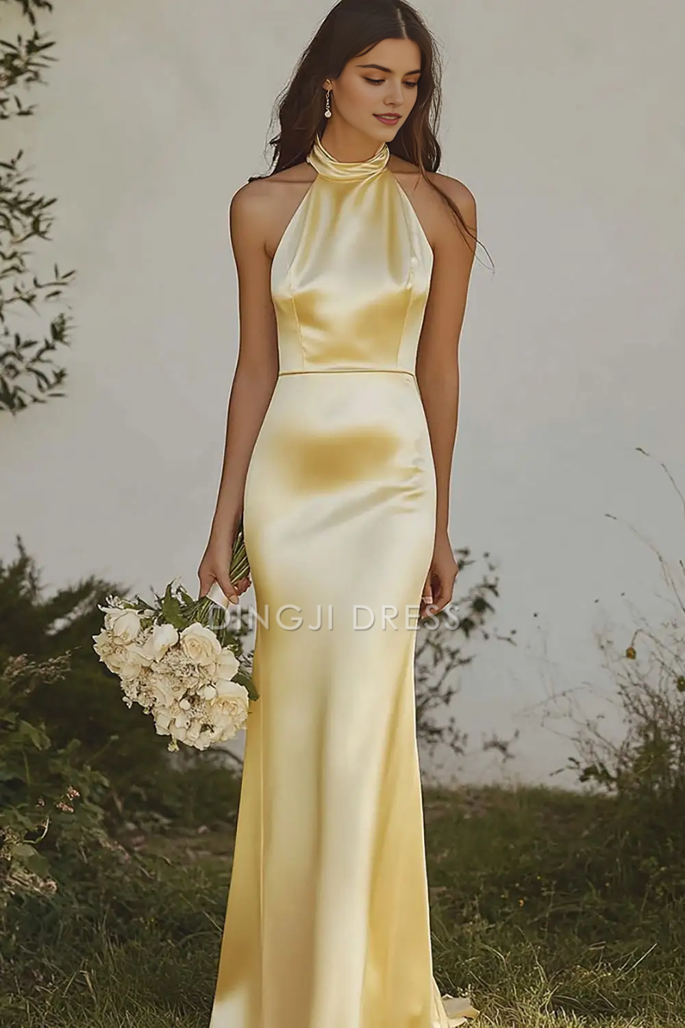 DingJiDress Hot Sale Prom Dress Mermaid Halter Sleeveless Backless Elegant Long Formal Dresses