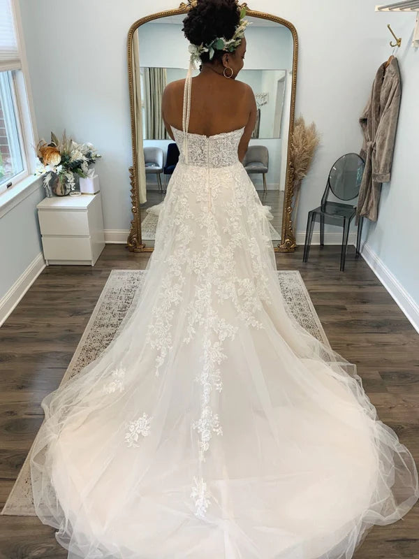 Strapless Sweetheart Applique A Line Wedding Dresses